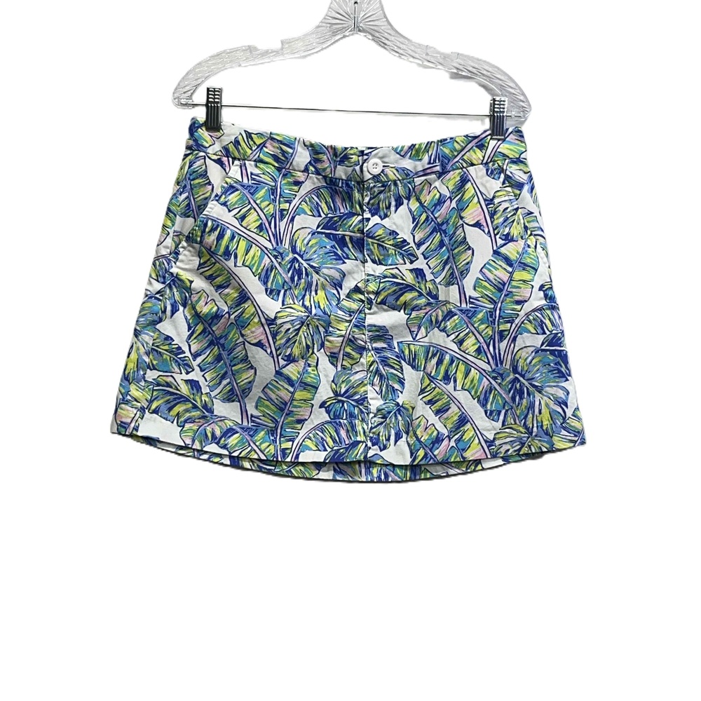 Tori Richard Cotton Palm Print Mini Skirt Tropical Hawaiian Pockets‎ Size 8